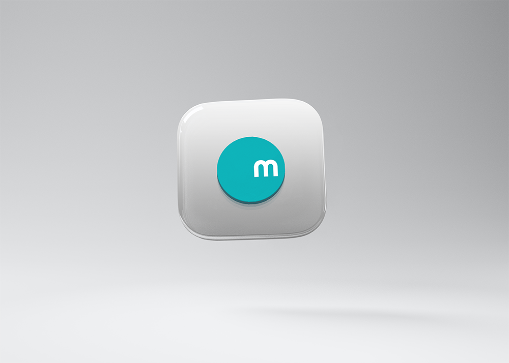 Application mobile Maikkom – Développement apps mobiles sur mesure | Agence web mobile Maikkom icône application mobile - Icône app mobile design minimaliste avec logo M sur fond turquoise