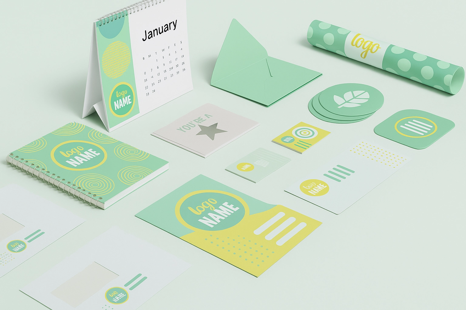 Maikkom identité visuelle écologique - Ensemble supports communication verts avec codes couleurs durables et motifs naturels