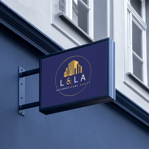 Outdoor Hanging Logo Sign Mockup _5