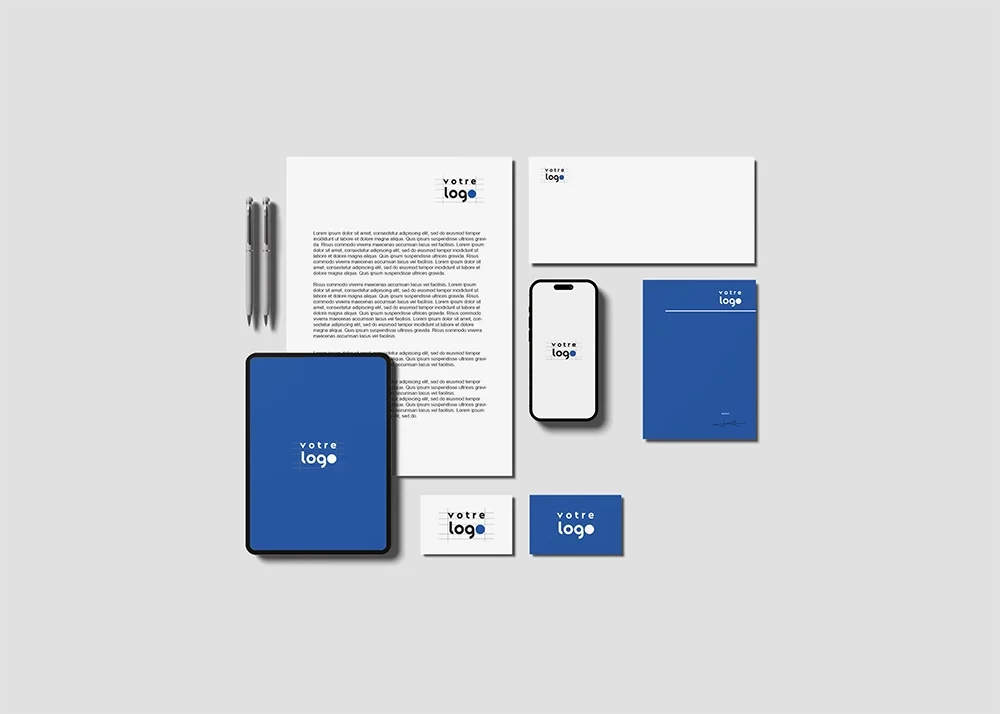 Maikkom création identité visuelle - Ensemble complet charte graphique avec logo, supports communication et déclinaisons multiformat